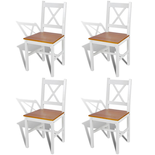 vidaXL Dining Chairs 4 pcs White Pinewood - Elegant and Durable Dining Room Furniture - BEYRUN