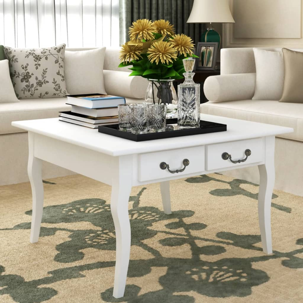 Elegant vidaXL Coffee Table with 4 Drawers - Stylish White Finish - BEYRUN