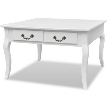 Elegant vidaXL Coffee Table with 4 Drawers - Stylish White Finish - BEYRUN