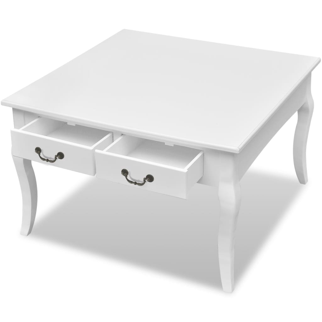 Elegant vidaXL Coffee Table with 4 Drawers - Stylish White Finish - BEYRUN