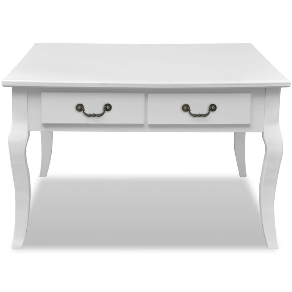 Elegant vidaXL Coffee Table with 4 Drawers - Stylish White Finish - BEYRUN