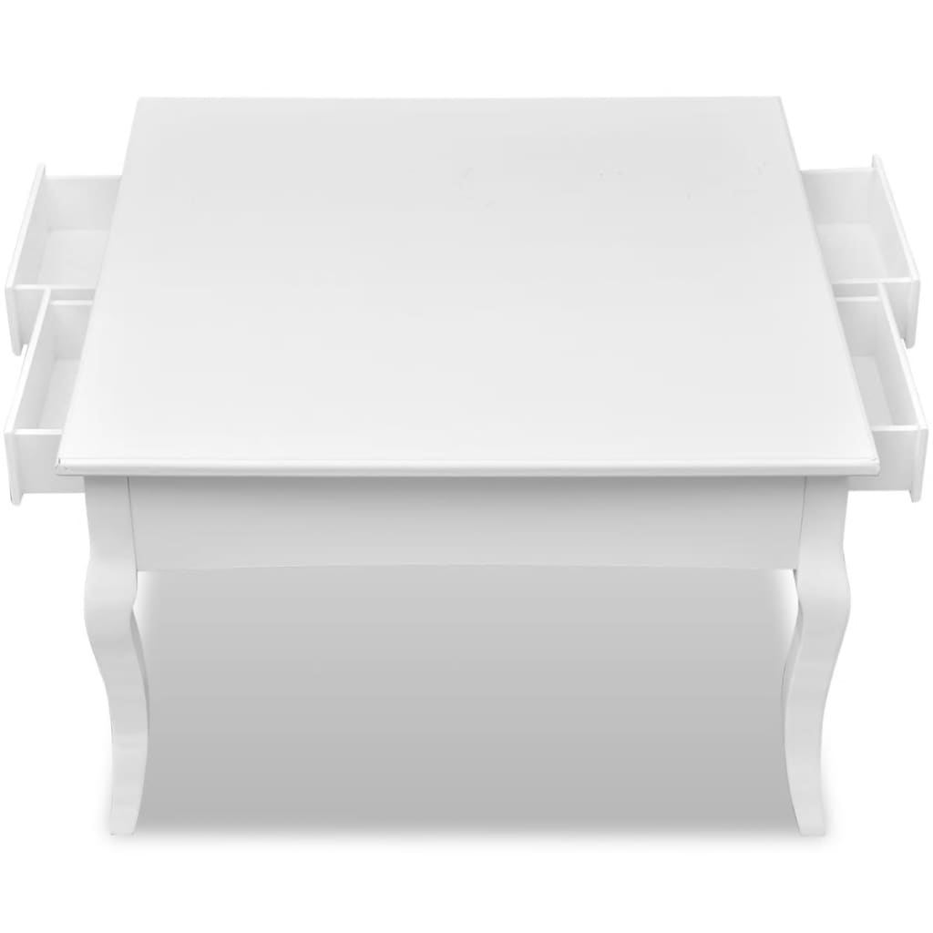 Elegant vidaXL Coffee Table with 4 Drawers - Stylish White Finish - BEYRUN