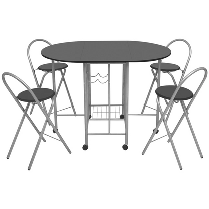 vidaXL Five Piece Folding Dining Set - Stylish & Space-Saving Black MDF Dining Solution - BEYRUN