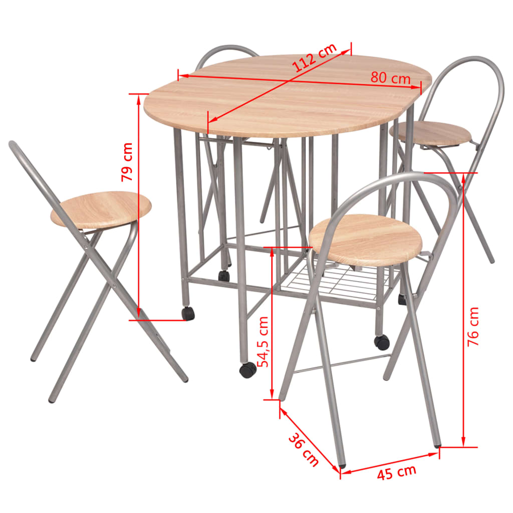 vidaXL Five Piece Folding Dining Set - Compact & Stylish MDF Dining Furniture | VidaXL - BEYRUN