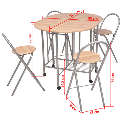 vidaXL Five Piece Folding Dining Set - Compact & Stylish MDF Dining Furniture | VidaXL - BEYRUN