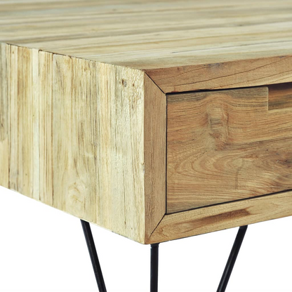 vidaXL Solid Teak Coffee Table with Drawers - Rustic Charm, 80x80x40 cm - BEYRUN