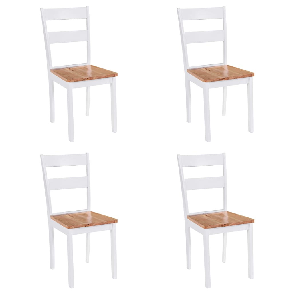 vidaXL Dining Chairs - Set of 4, White & Natural Rubber Wood - Stylish, Durable, and Elegant Seating for Your Dining Room - BEYRUN