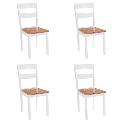 vidaXL Dining Chairs - Set of 4, White & Natural Rubber Wood - Stylish, Durable, and Elegant Seating for Your Dining Room - BEYRUN