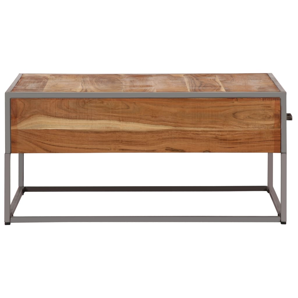 vidaXL Solid Acacia Wood Coffee Table with Storage | Rustic & Industrial | 75x75x35 cm - BEYRUN