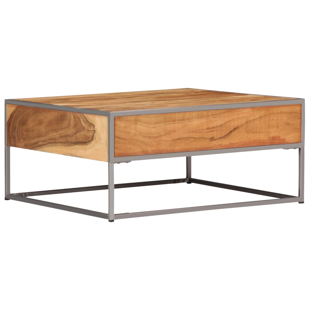 vidaXL Solid Acacia Wood Coffee Table with Storage | Rustic & Industrial | 75x75x35 cm - BEYRUN