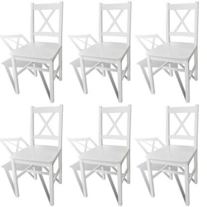 vidaXL Dining Chairs Set of 6 - Elegant White Pinewood Dining Room Chairs | Sturdy & Stylish Seating for Your Dining Area - BEYRUN