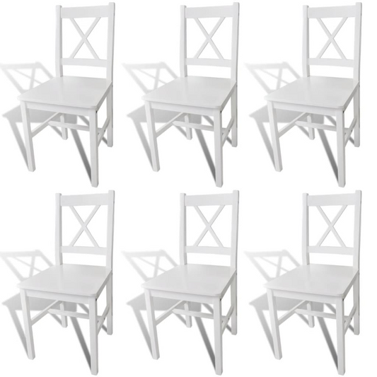 vidaXL Dining Chairs Set of 6 - Elegant White Pinewood Dining Room Chairs | Sturdy & Stylish Seating for Your Dining Area - BEYRUN