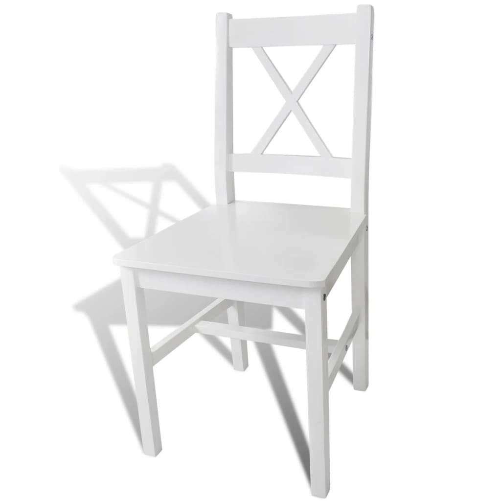 vidaXL Dining Chairs Set of 6 - Elegant White Pinewood Dining Room Chairs | Sturdy & Stylish Seating for Your Dining Area - BEYRUN