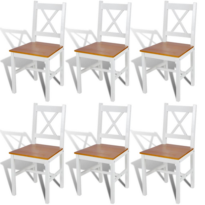 vidaXL Dining Chairs Set of 6 - Elegant and Durable White Pinewood Dining Room Chairs - BEYRUN