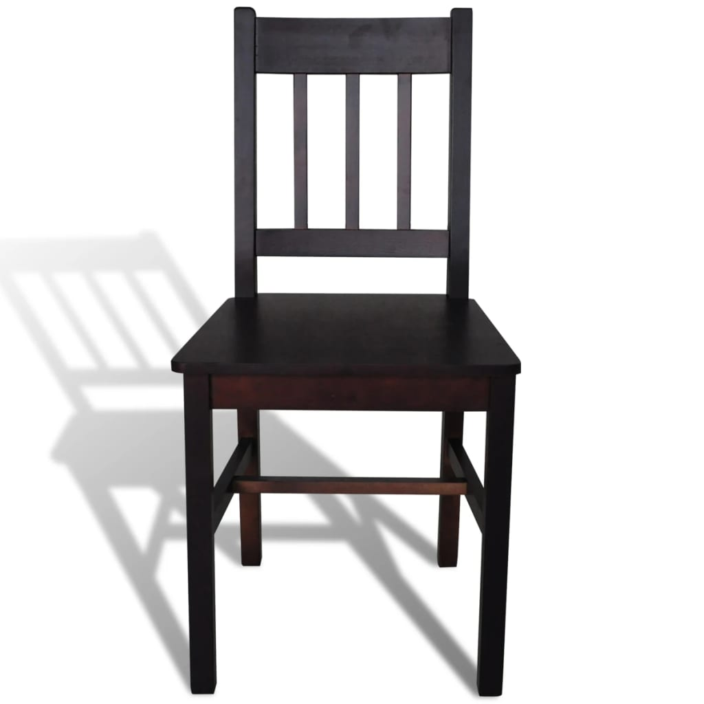 vidaXL Dining Chairs 6 pcs Dark Brown Pinewood - Elegant & Durable Seating for Dining Room - BEYRUN