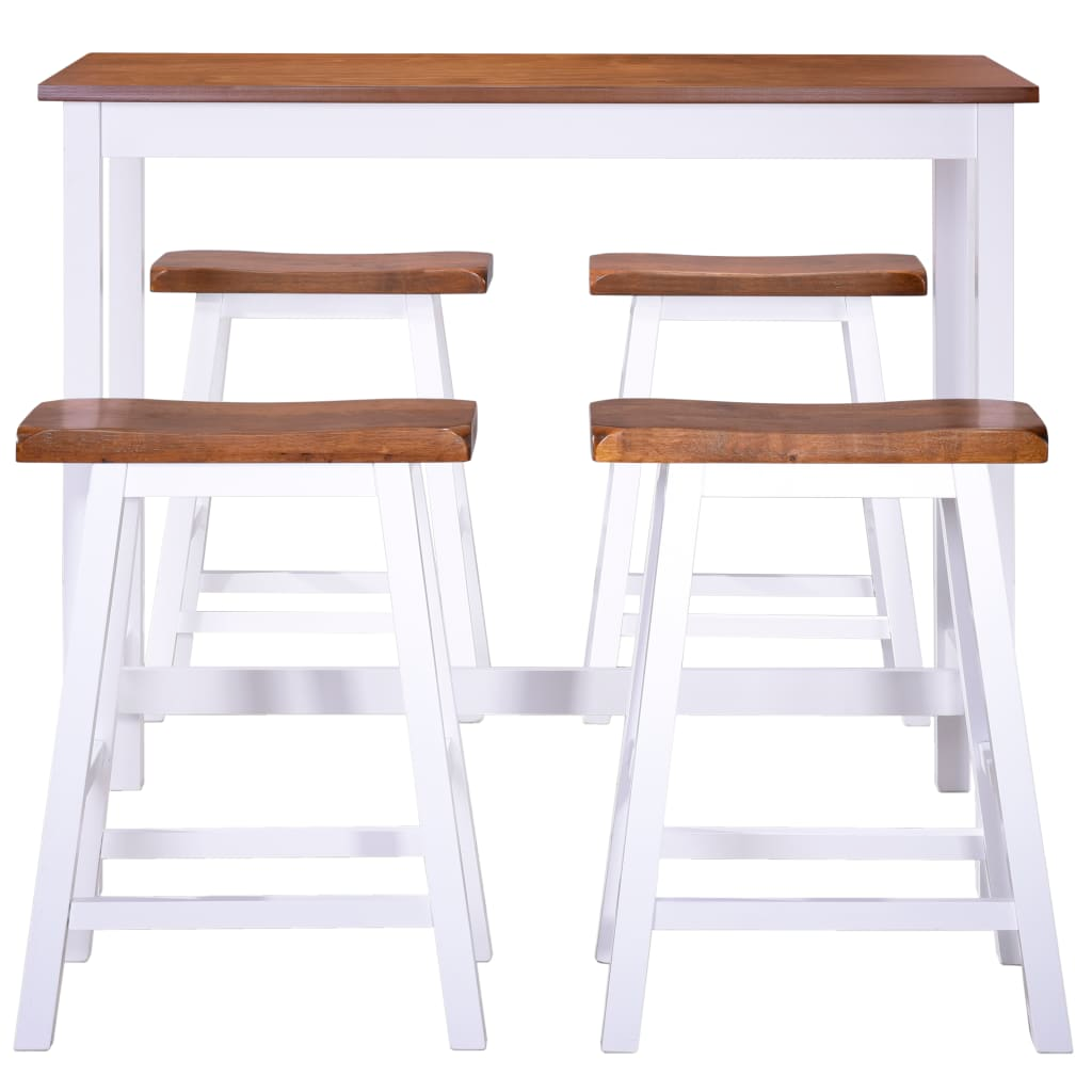 vidaXL 5-Piece Solid Wood Bar Table and Stool Set - Elegant & Durable for Home, Bar & Restaurant - BEYRUN