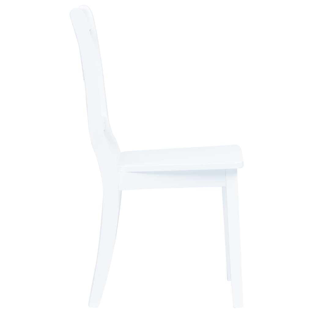 vidaXL Set of 6 White Solid Rubber Wood Dining Chairs - Stylish & Durable | Ideal for Dining Rooms and Kitchens - BEYRUN