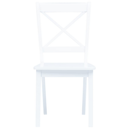 vidaXL Set of 6 White Solid Rubber Wood Dining Chairs - Stylish & Durable | Ideal for Dining Rooms and Kitchens - BEYRUN