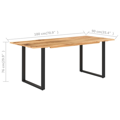 vidaXL Solid Acacia Wood Dining Table 180x90x76 cm - Industrial Rustic Style - BEYRUN