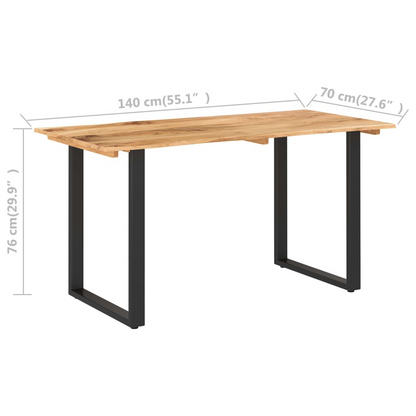 vidaXL Solid Acacia Wood Dining Table | 140x70x76 cm | Industrial Rustic Style - BEYRUN