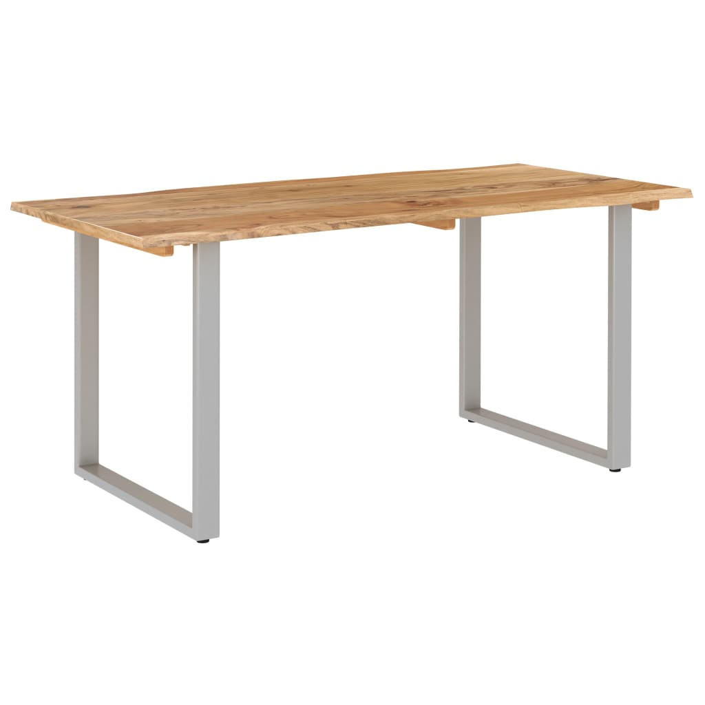 vidaXL Industrial Rustic Dining Table - 154x80x76 cm, Solid Acacia Wood with Steel Legs - BEYRUN