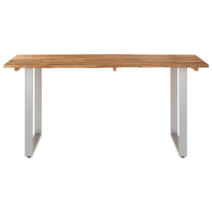 vidaXL Industrial Rustic Dining Table - 154x80x76 cm, Solid Acacia Wood with Steel Legs - BEYRUN