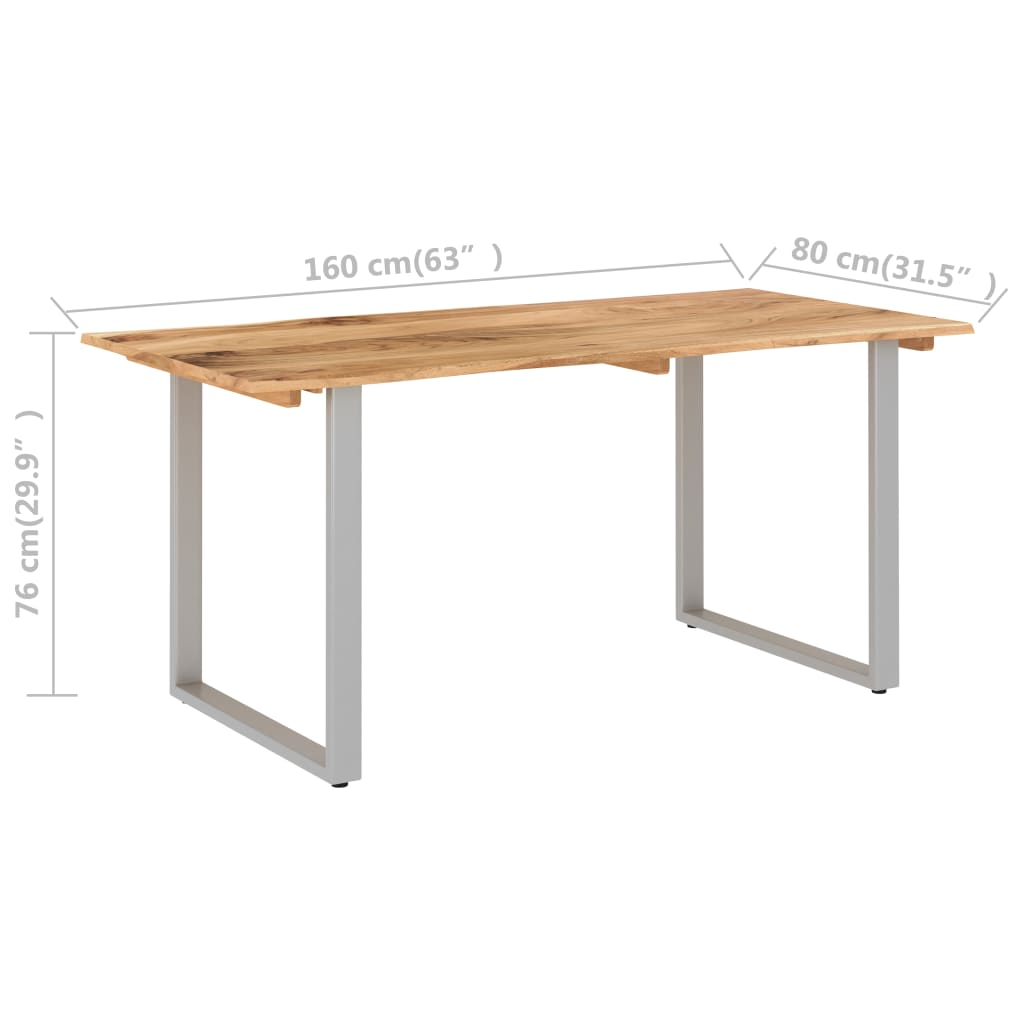 vidaXL Industrial Rustic Dining Table - 154x80x76 cm, Solid Acacia Wood with Steel Legs - BEYRUN