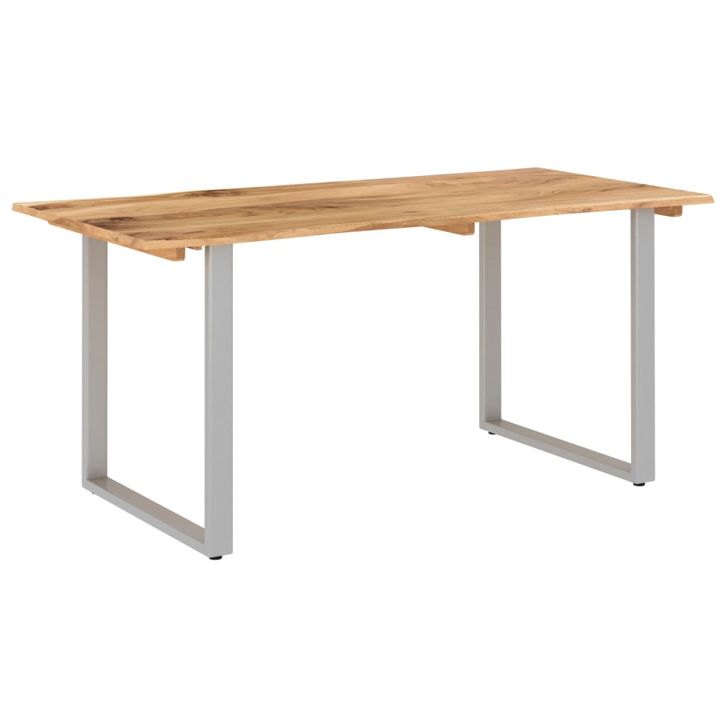 vidaXL Industrial Rustic Dining Table - 154x80x76 cm, Solid Acacia Wood with Steel Legs - BEYRUN