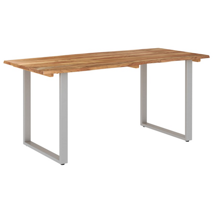 vidaXL Industrial Rustic Dining Table - 154x80x76 cm, Solid Acacia Wood with Steel Legs - BEYRUN