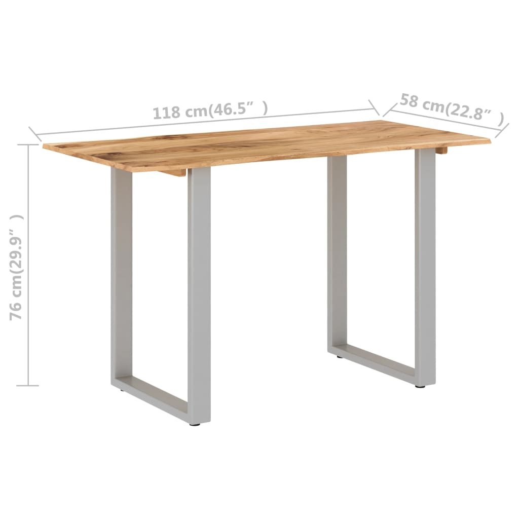 vidaXL Solid Acacia Wood Dining Table – Industrial & Rustic Style, 118x58x76 cm, Sturdy Construction - BEYRUN