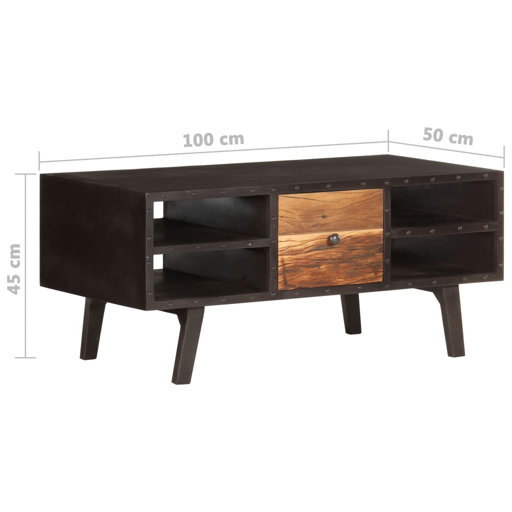 vidaXL Vintage Reclaimed Wood Coffee Table - 100x50x45 cm with Storage - BEYRUN