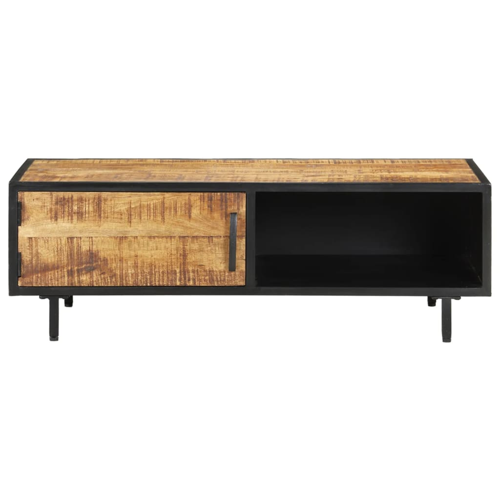 vidaXL Industrial Coffee Table - 105x50x35 cm - Rough Mango Wood & Steel Frame - Rustic Charm & Durable Design - BEYRUN