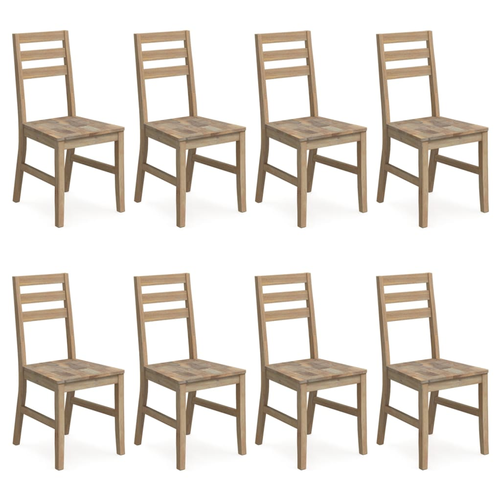 vidaXL Dining Chairs Set of 8 - Solid Acacia Wood, Modern Brown Finish - Elegant & Durable Seating for Your Dining Room - BEYRUN