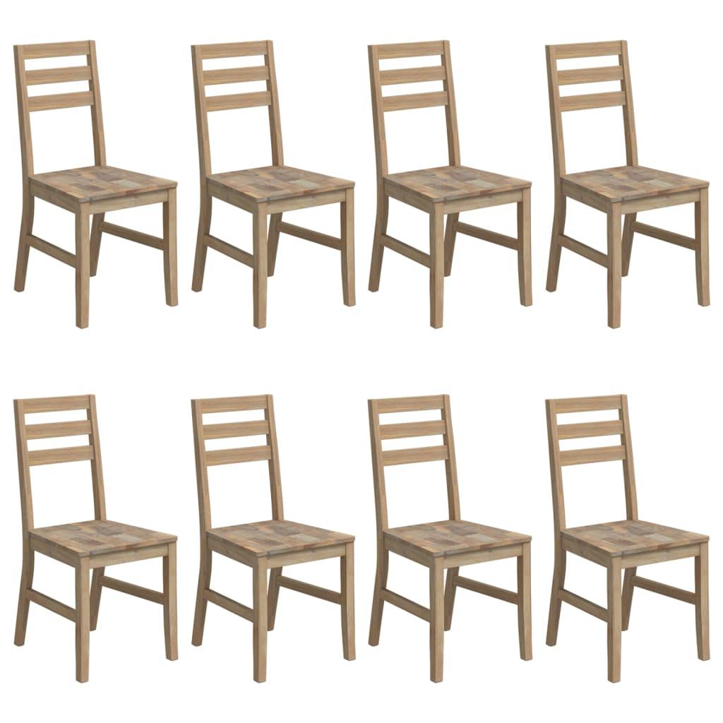 vidaXL Dining Chairs Set of 8 - Solid Acacia Wood, Modern Brown Finish - Elegant & Durable Seating for Your Dining Room - BEYRUN