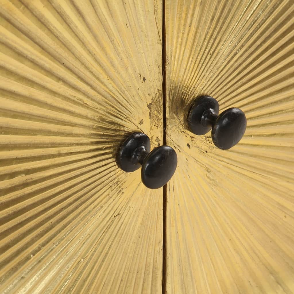 vidaXL Industrial Coffee Table | Solid Mango Wood & Brass Accents | 90x50x45 cm - BEYRUN