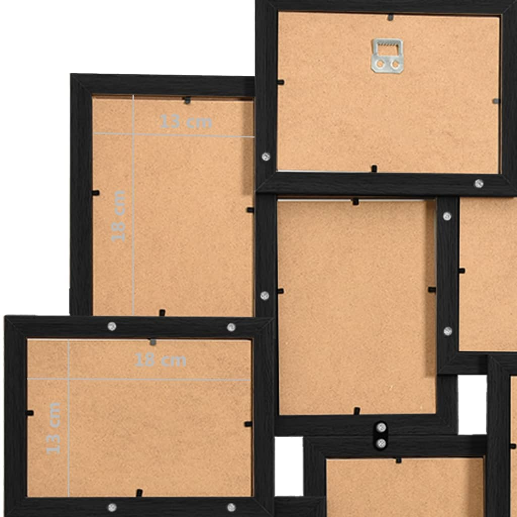 vidaXL Collage Photo Frame for 10 13x18 cm Pictures - Black MDF Frame for Stylish Wall Decor - BEYRUN