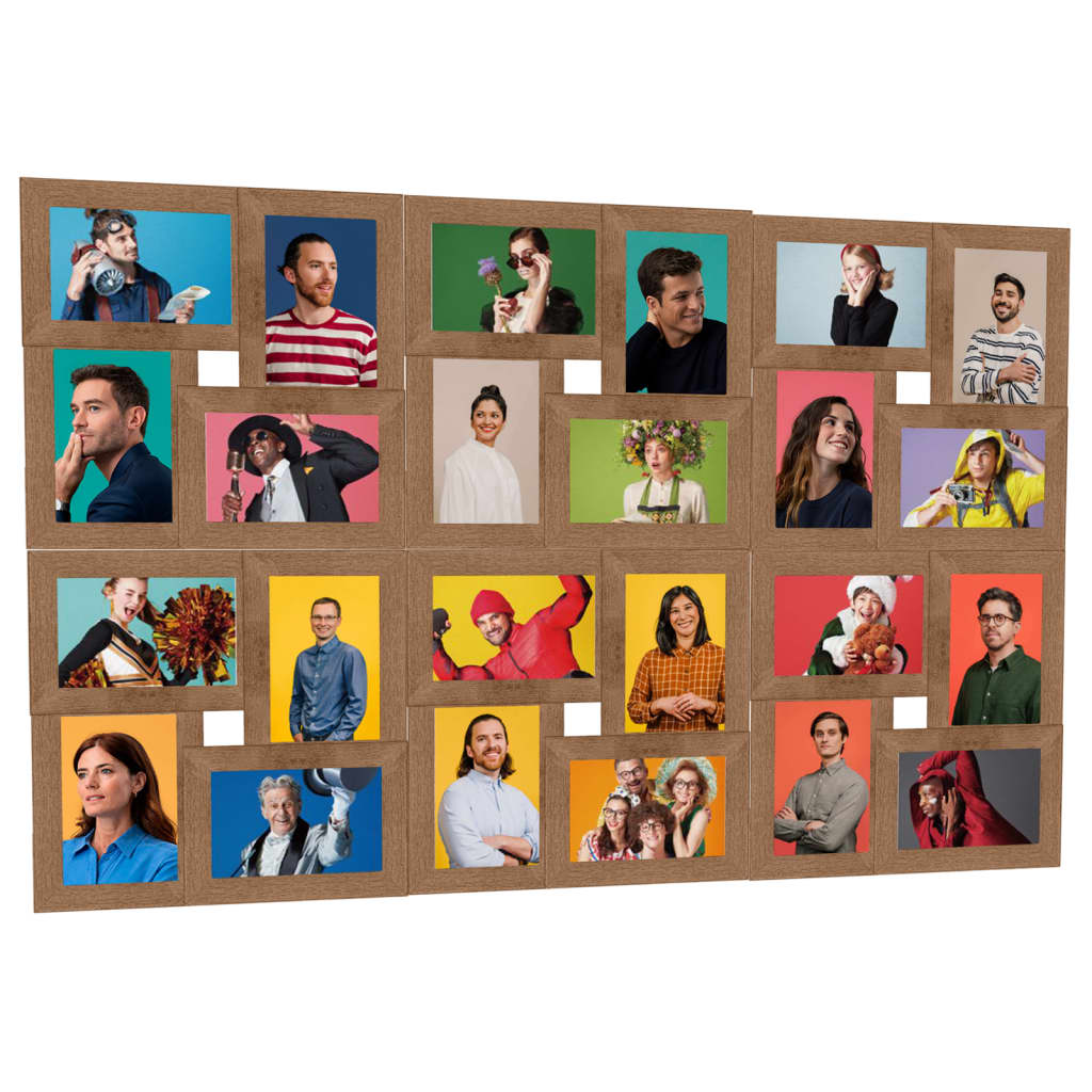 vidaXL Light Brown Collage Photo Frame for 24x 13x18 cm Pictures - Modern MDF Design | Showcase Your Memories - BEYRUN