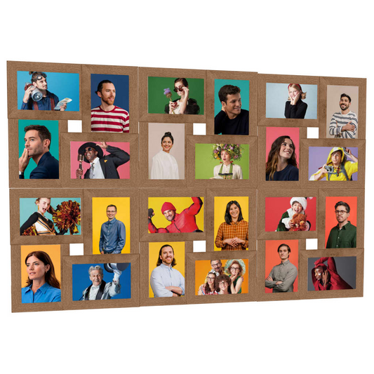 vidaXL Light Brown Collage Photo Frame for 24x 13x18 cm Pictures - Modern MDF Design | Showcase Your Memories - BEYRUN