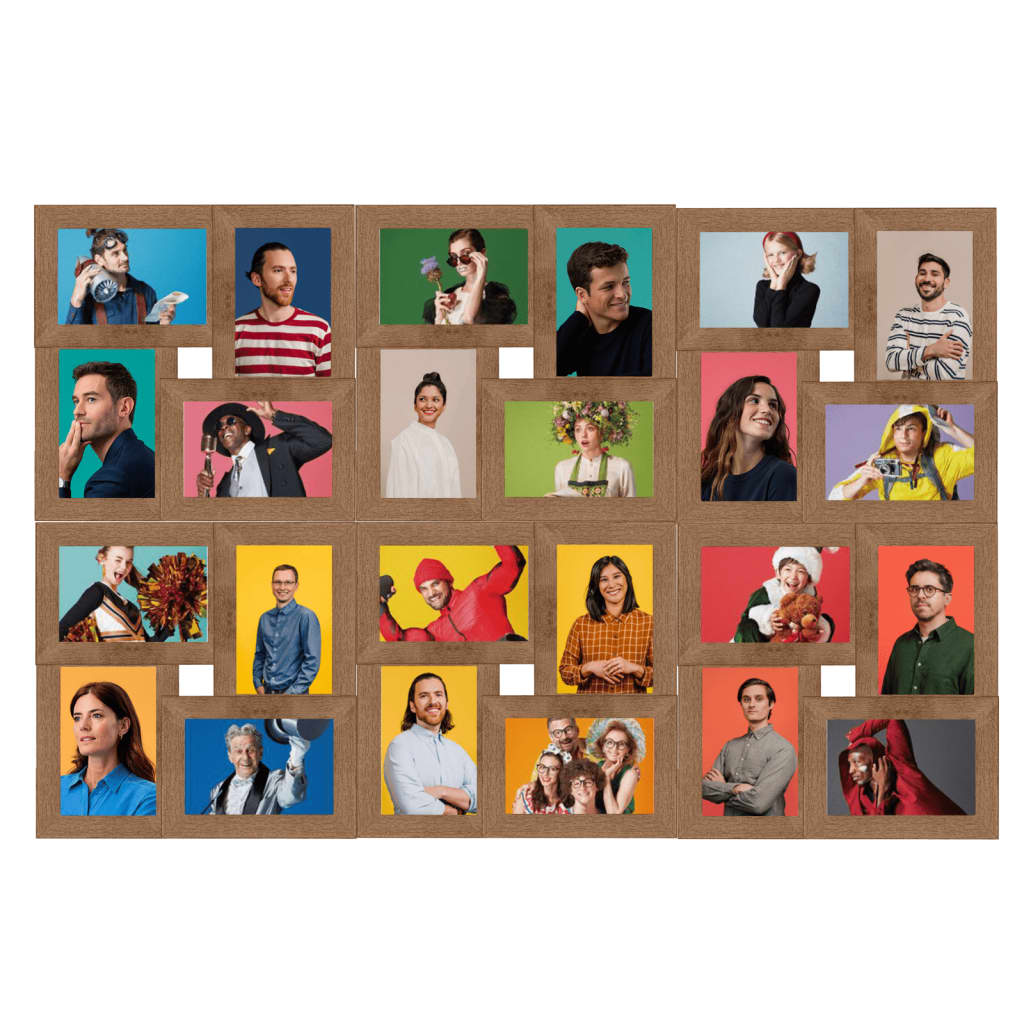 vidaXL Light Brown Collage Photo Frame for 24x 13x18 cm Pictures - Modern MDF Design | Showcase Your Memories - BEYRUN