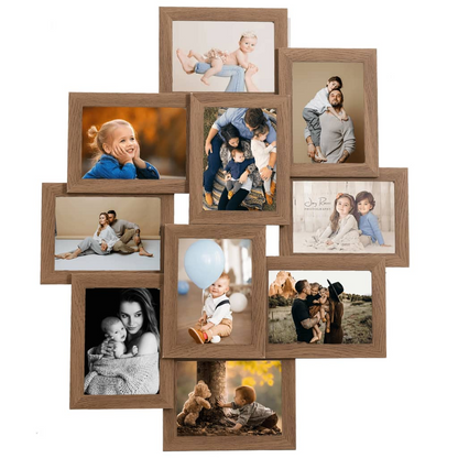 vidaXL Collage Photo Frame for 10x(13x18 cm) Pictures - Light Brown MDF - Elegant Memory Display - BEYRUN