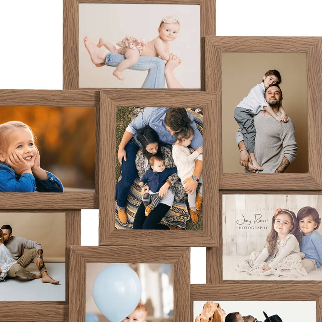 vidaXL Collage Photo Frame for 10x(13x18 cm) Pictures - Light Brown MDF - Elegant Memory Display - BEYRUN