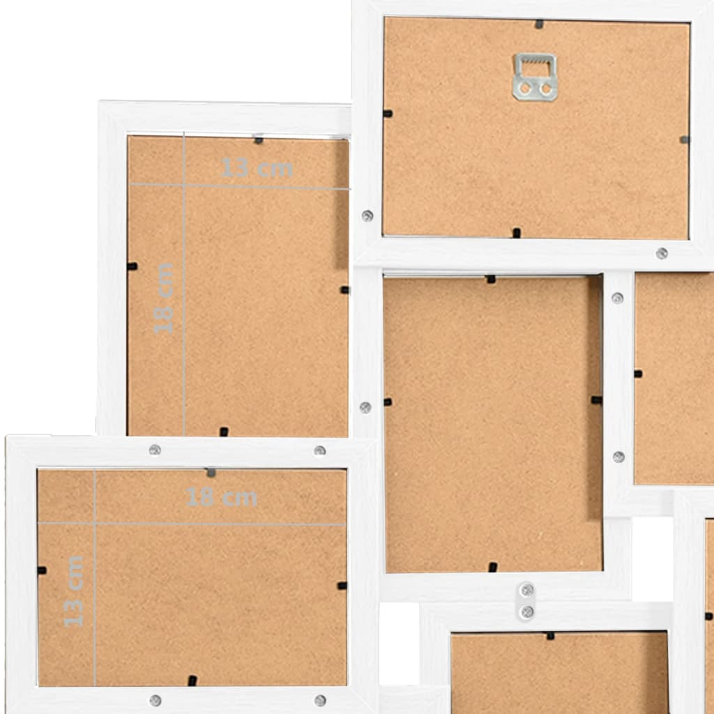 vidaXL Collage Photo Frame - Stylish White MDF Frame for 10 Photos (13x18 cm) - Ideal for Home, Office, and Dorm Decor - BEYRUN