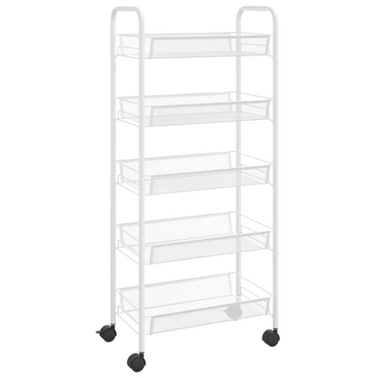 vidaXL 5-Tier Kitchen Trolley - Durable Iron Construction, White, 46x26x105 cm - Perfect for Kitchen, Bathroom, and Office Organization - BEYRUN