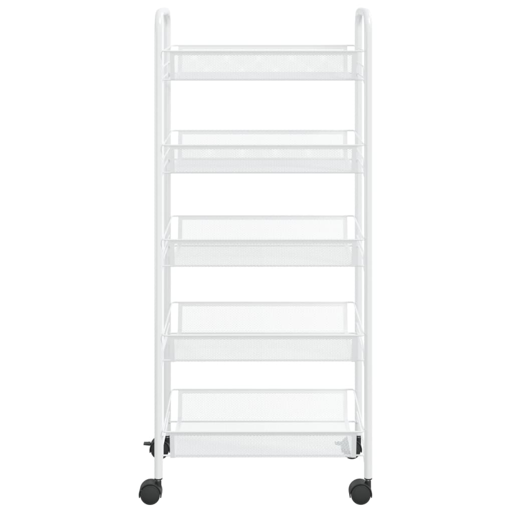 vidaXL 5-Tier Kitchen Trolley - Durable Iron Construction, White, 46x26x105 cm - Perfect for Kitchen, Bathroom, and Office Organization - BEYRUN