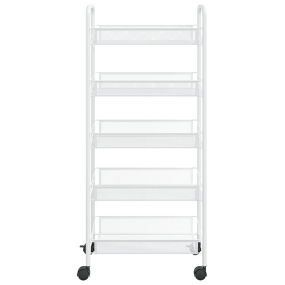 vidaXL 5-Tier Kitchen Trolley - Durable Iron Construction, White, 46x26x105 cm - Perfect for Kitchen, Bathroom, and Office Organization - BEYRUN