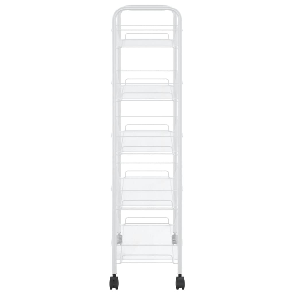 vidaXL 5-Tier Kitchen Trolley - Durable Iron Construction, White, 46x26x105 cm - Perfect for Kitchen, Bathroom, and Office Organization - BEYRUN