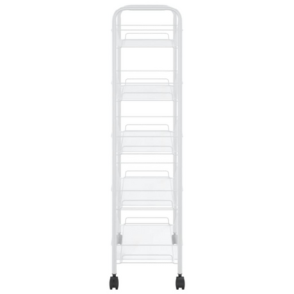 vidaXL 5-Tier Kitchen Trolley - Durable Iron Construction, White, 46x26x105 cm - Perfect for Kitchen, Bathroom, and Office Organization - BEYRUN