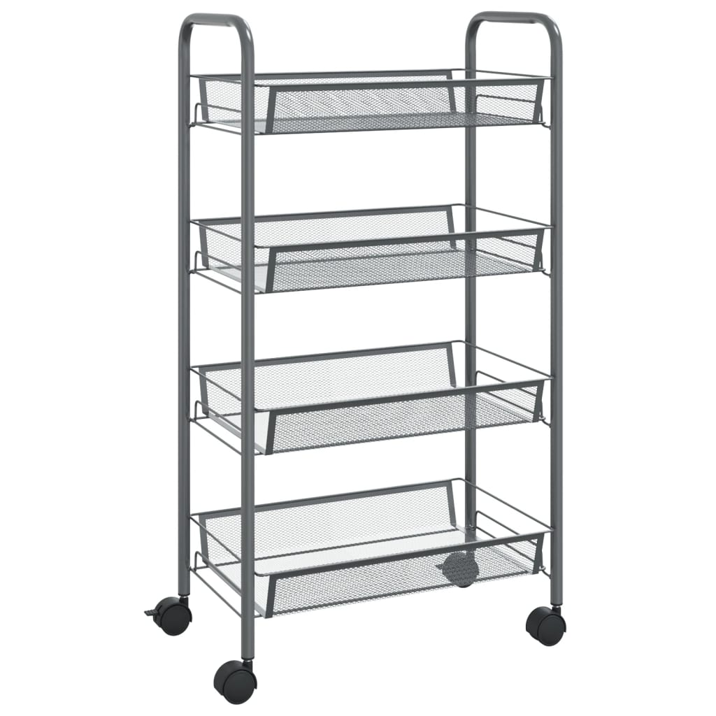 vidaXL 4-Tier Kitchen Trolley - Grey, Iron, 46x26x85 cm - Sturdy & Versatile Storage Solution - BEYRUN