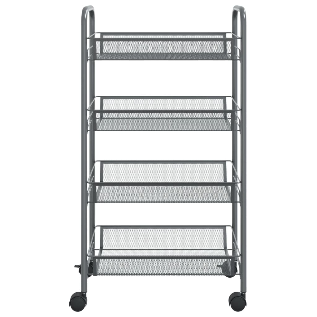 vidaXL 4-Tier Kitchen Trolley - Grey, Iron, 46x26x85 cm - Sturdy & Versatile Storage Solution - BEYRUN