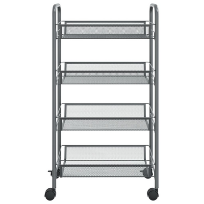 vidaXL 4-Tier Kitchen Trolley - Grey, Iron, 46x26x85 cm - Sturdy & Versatile Storage Solution - BEYRUN